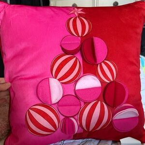Ashland Pink and Red Holiday Ornament Pillow